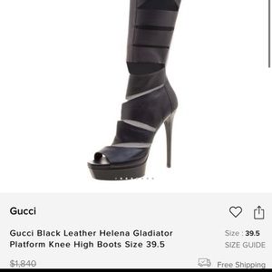 Gucci Black Platform Knee High Boots size 7